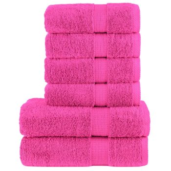 6-dijelni vrhunski set ručnika ružičasti 600 gsm 100 % pamuk