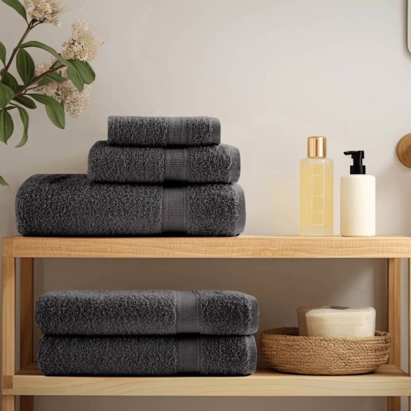 8-dijelni vrhunski set ručnika antracit 600 gsm 100 % pamuk - Slika 3