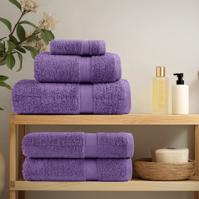 8-dijelni vrhunski set ručnika ljubičasti 600 gsm 100 % pamuk - Slika 3
