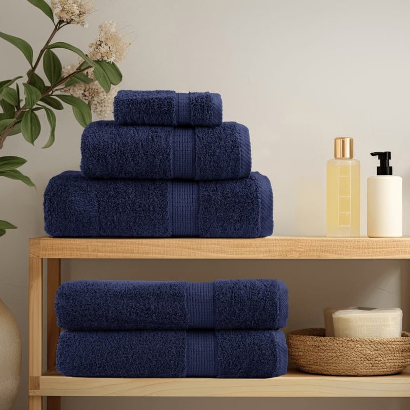 8-dijelni vrhunski set ručnika modri 600 gsm 100 % pamuk - Slika 3