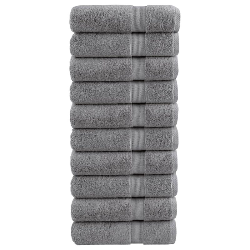 Ručnici za ruke 10 kom sivi 50 x 100 cm 600 gsm 100 % pamuk