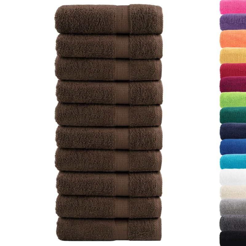 Ručnici za ruke 10 kom smeđi 50 x 100 cm 600 gsm 100 % pamuk