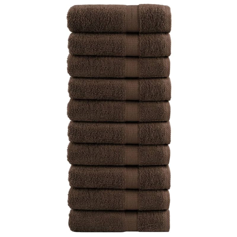 Ručnici za ruke 10 kom smeđi 50 x 100 cm 600 gsm 100 % pamuk
