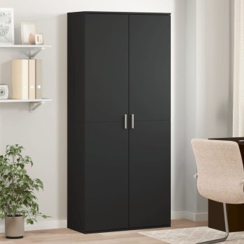 Visoka komoda crna 80x35x180 cm od konstruiranog drva