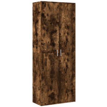 Visoka komoda dimljeni hrast 70x35x180 cm konstruiranog drva
