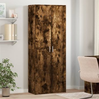 Visoka komoda dimljeni hrast 70x35x180 cm konstruiranog drva