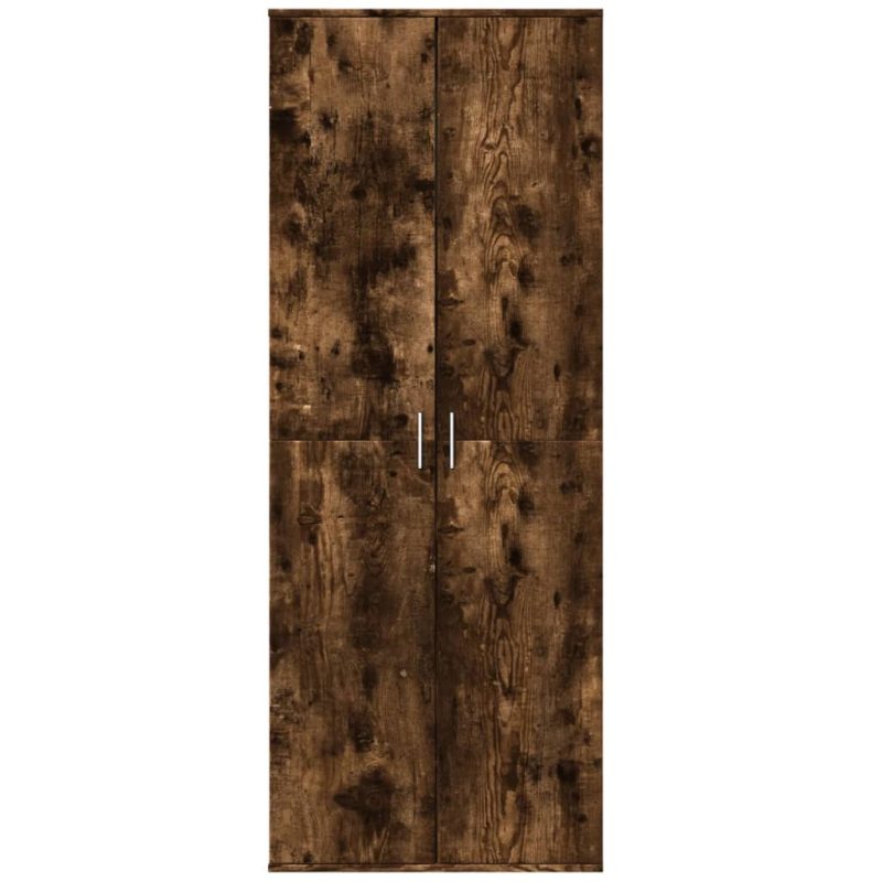 Visoka komoda dimljeni hrast 70x35x180 cm konstruiranog drva - Slika 3