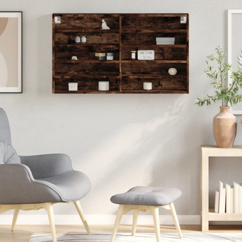 Vitrina boja dimljenog hrasta 100x15x58 cm konstruirano drvo - Slika 3