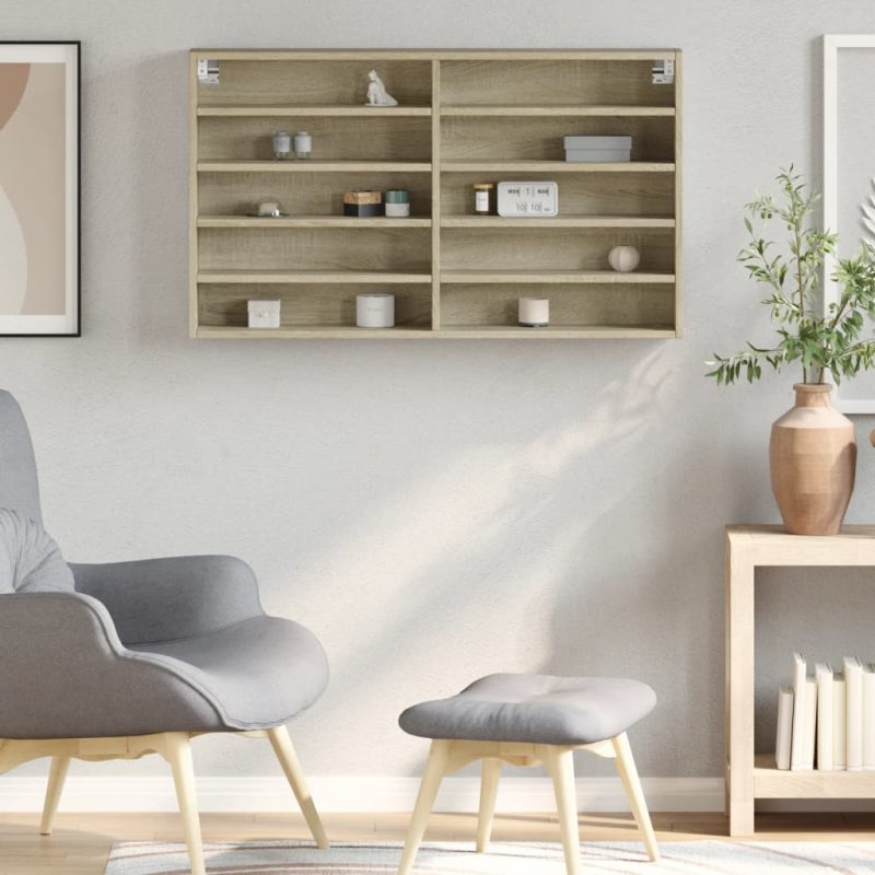Vitrina boja hrasta sonome 100 x 15 x 58 cm konstruirano drvo - Slika 3