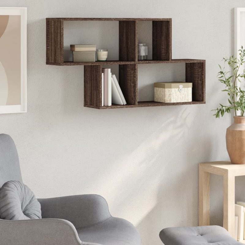 Zidna polica smeđa boja hrasta 100x20x53 cm konstruirano drvo - Slika 3