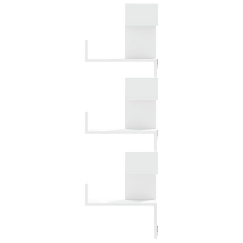 Zidne kutne police bijele 45x45x147 cm od iverice - Slika 4