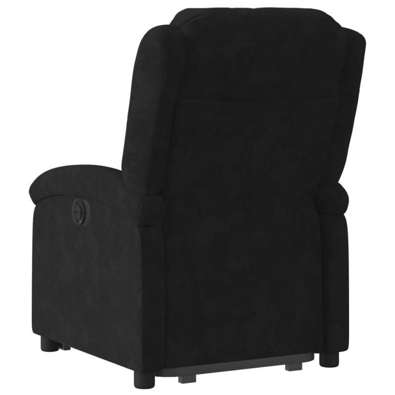Naslonjač na podizanje crni baršunasti - Slika 4