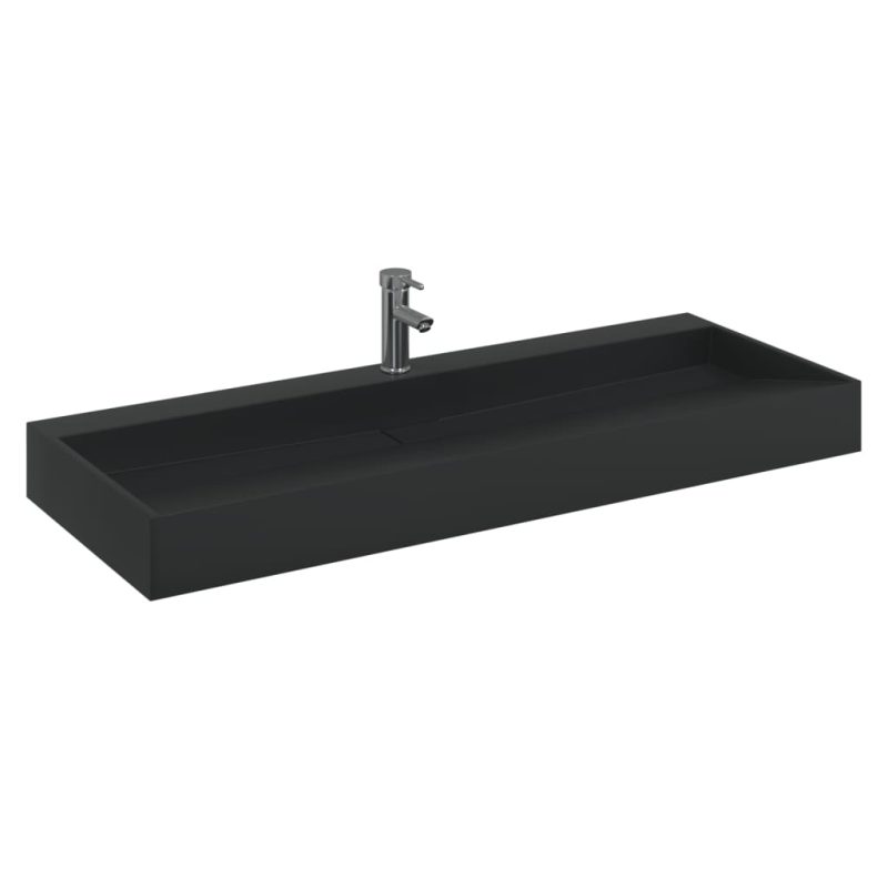 Umivaonik od lijevanih minerala i mramora 120x46x11 cm mat crni - Slika 3