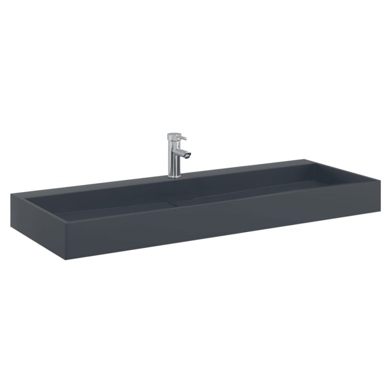 Umivaonik od lijevanih minerala/mramora 120x46x11 cm antracit - Slika 3