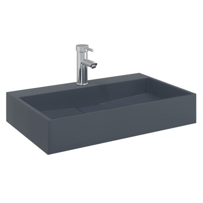 Umivaonik od lijevanih minerala/mramora 60x38x11 cm antracit - Slika 3