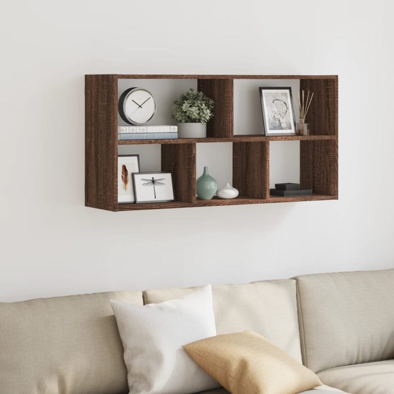 Zidna polica boja hrasta 100x25x50 cm od konstruiranog drva - Slika 3