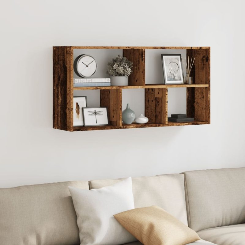 Zidna polica boja staro drvo 100x25x50 cm konstruirano drvo - Slika 3
