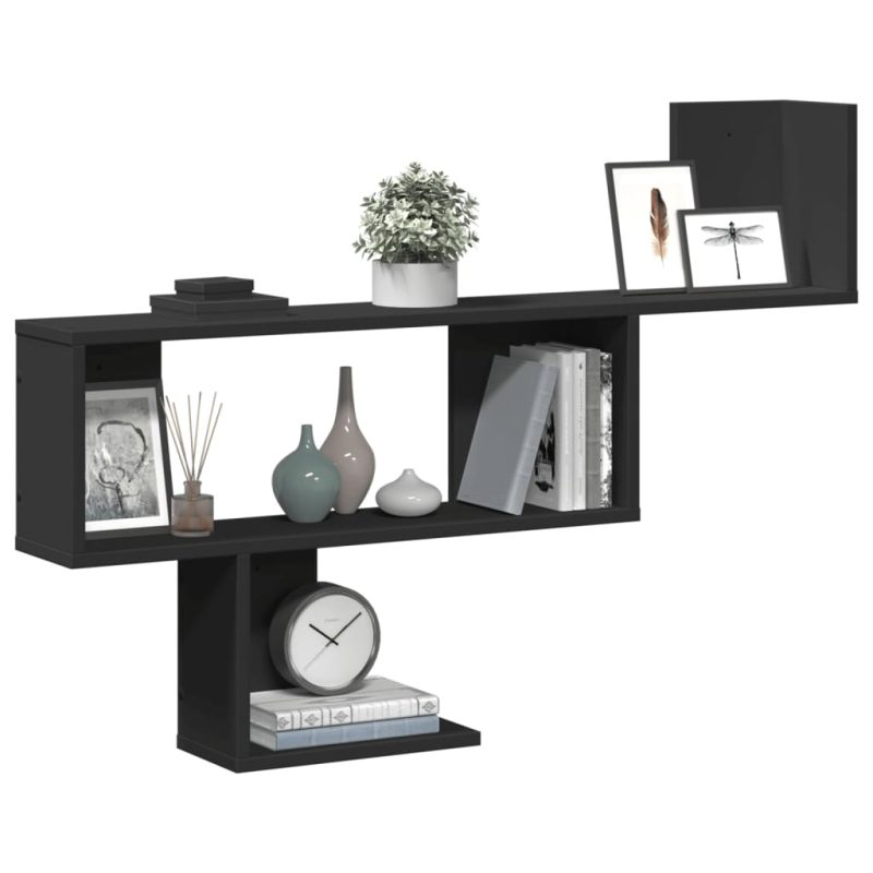 Zidna polica crna 100x15x70 cm od konstruiranog drva - Slika 3
