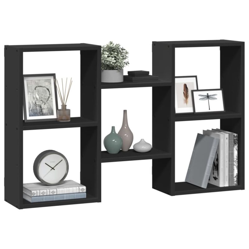 Zidna polica crna 96x18x60 cm konstruirano drvo - Slika 3