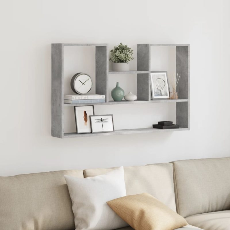Zidna polica siva boja betona 99x15x60 cm konstruirano drvo - Slika 3