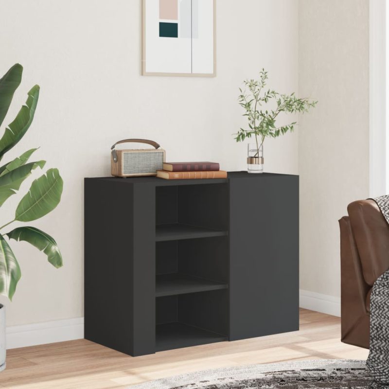 Zidni ormarić crni 75 x 35 x 60 cm od konstruiranog drva - Slika 3