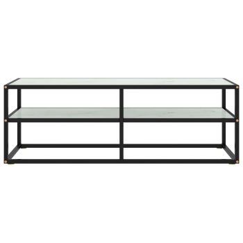 TV ormarić crni s bijelim mramornim staklom 120 x 40 x 40 cm