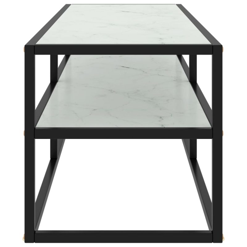 TV ormarić crni s bijelim mramornim staklom 120 x 40 x 40 cm - Slika 3