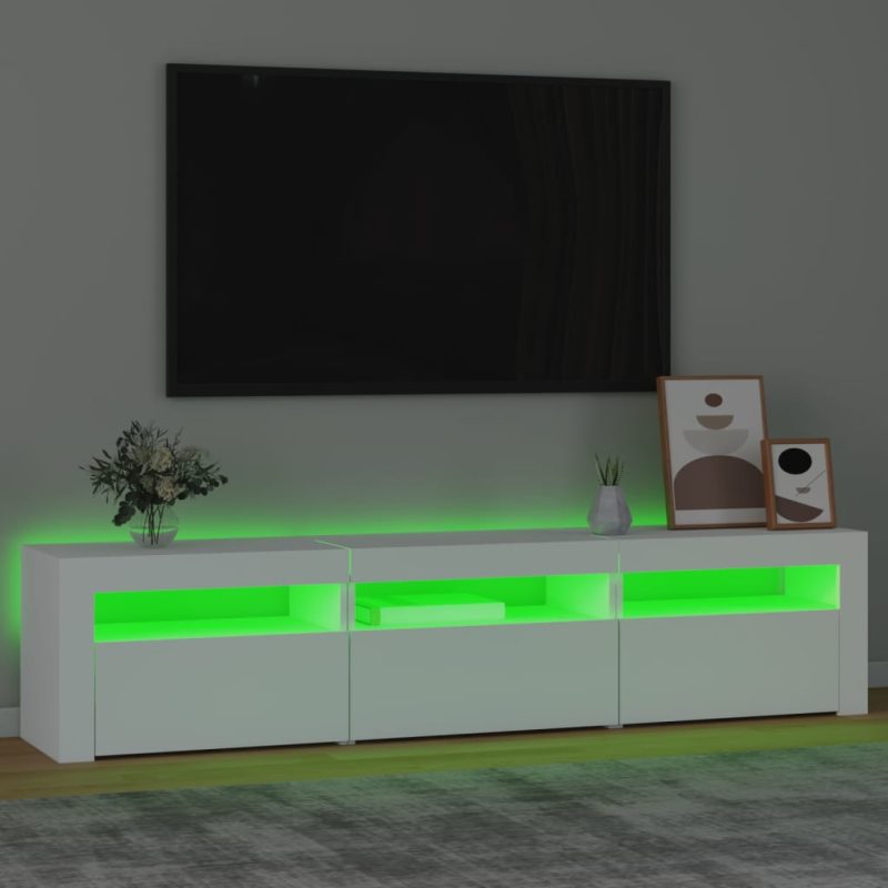 TV ormarić s LED svjetlima bijeli 180 x 35 x 40 cm - Slika 4