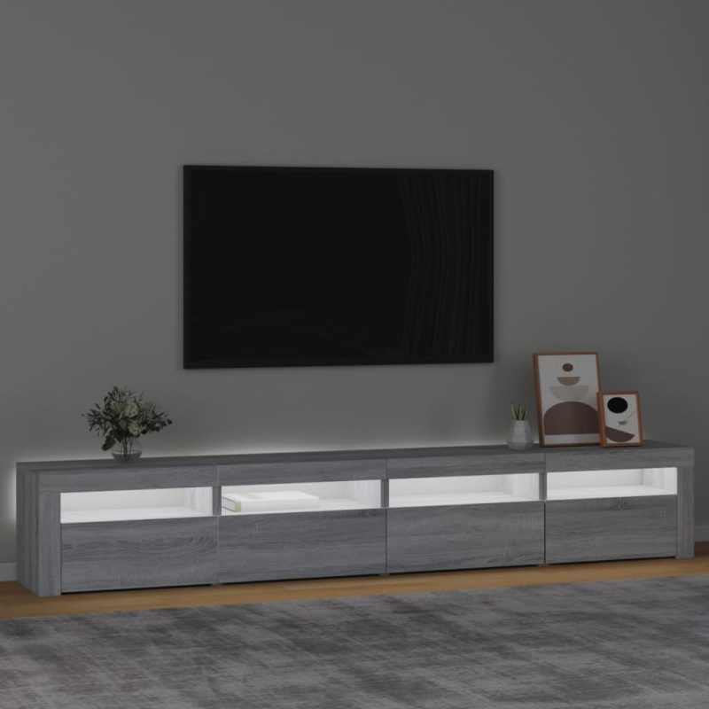 TV ormarić s LED svjetlima boja hrasta sonome 240x35x40 cm - Slika 3