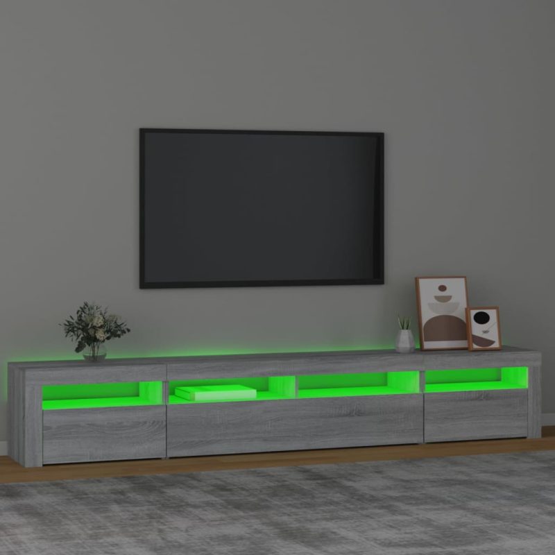 TV ormarić s LED svjetlima boja hrasta sonome 240x35x40 cm - Slika 4