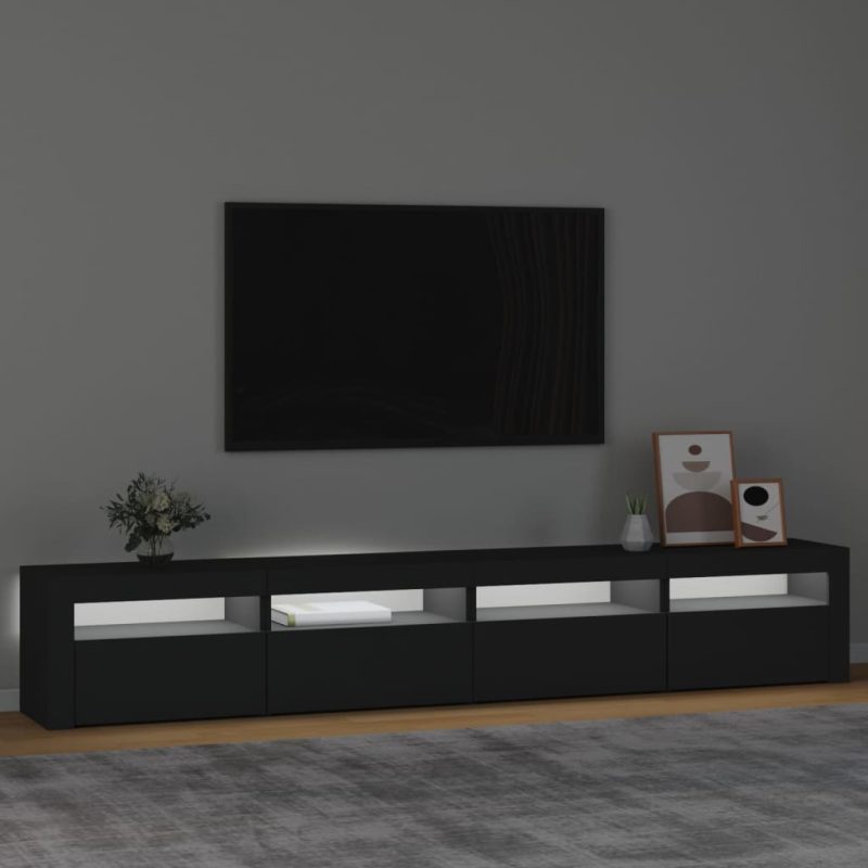 TV ormarić s LED svjetlima crni 240 x 35 x 40 cm - Slika 3