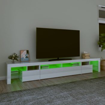 TV ormarić s LED svjetlima visoki sjaj bijeli 260x36