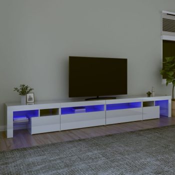 TV ormarić s LED svjetlima visoki sjaj bijeli 290x36
