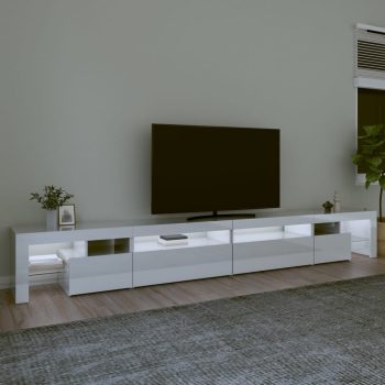 TV ormarić s LED svjetlima visoki sjaj bijeli 290x36