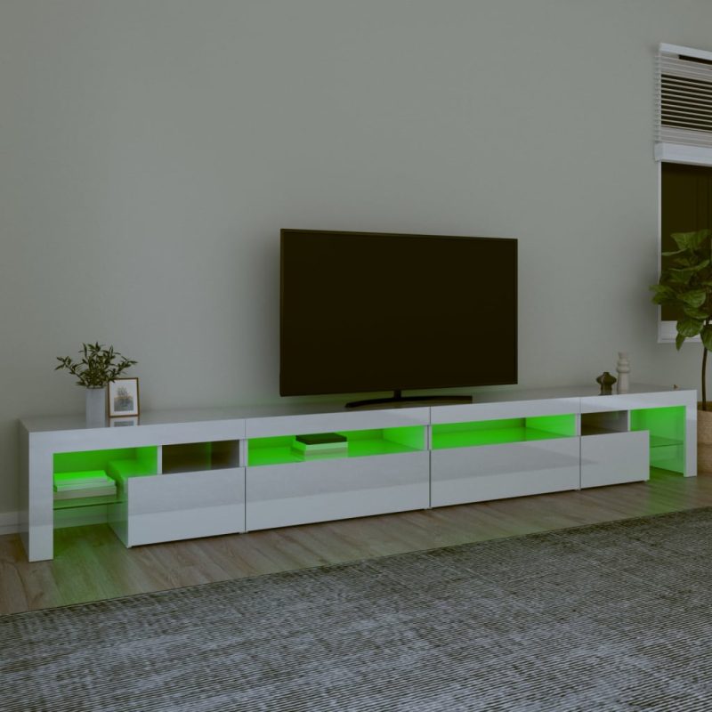 TV ormarić s LED svjetlima visoki sjaj bijeli 290x36