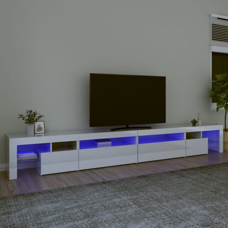 TV ormarić s LED svjetlima visoki sjaj bijeli 290x36