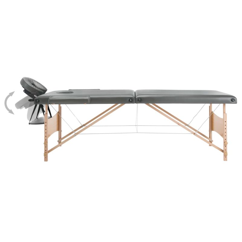 Masažni stol s 2 zone i drvenim okvirom antracit 186 x 68 cm - Slika 3